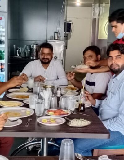 A Dine-in picture of the founders and franchise owner at Surat